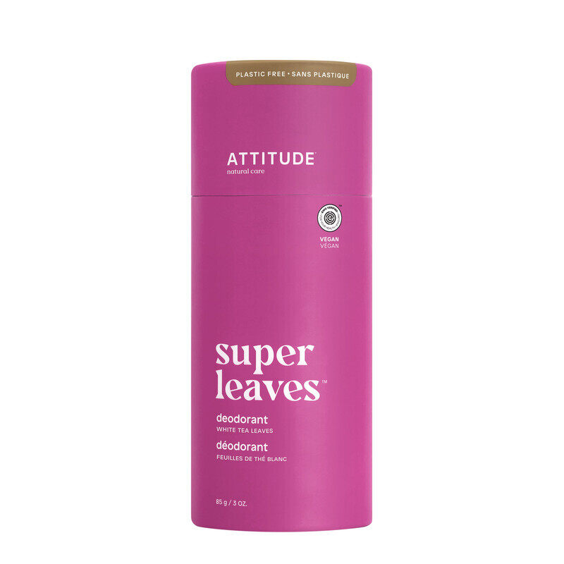 

ATTITUDE Plastic-Free Deodorant, EWG Verified, Aluminum-Free, Dermatologically Tested, Plant and Mineral-Based, Vegan, White Tea Leaves, 85 grams