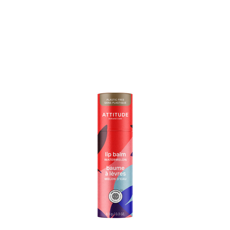 ATTITUDE Plastic-free Lip Balm, EWG Verified Plant- and Mineral-Based Ingredients, Vegan and Cruelty-free Personal Care Products, Watermelon,10ml( 0.3 Oz)