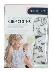 Bebe Au Lait Oh So Soft Just Be and Leaves Cotton Muslin Baby Burp Cloths, UBBCJB2, White/Black