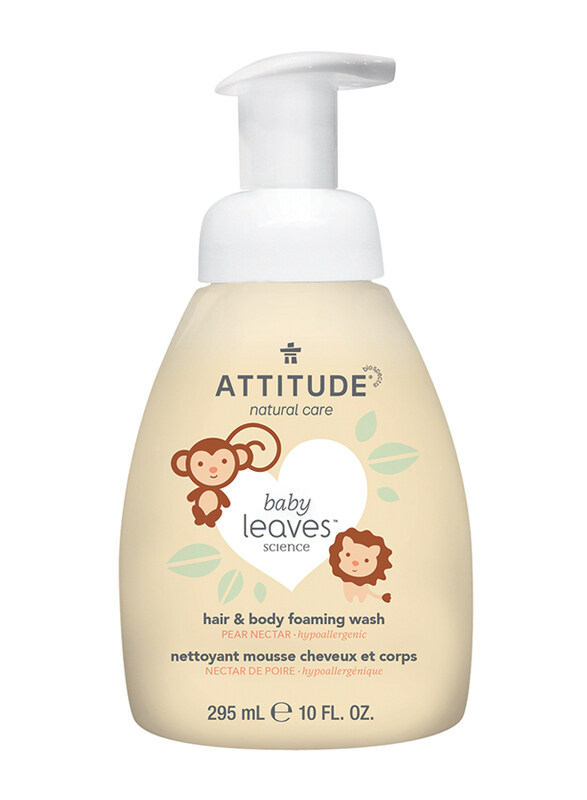 

Attitude 295ml Baby Leaves Pear Nectar 2-in-1 Hair & Body Foaming Wash for Babies, Yellow