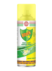 Asmaco Attack Plus Disinfectant Lemon Sanitizer Spray, Yellow/White, 2 x 400g