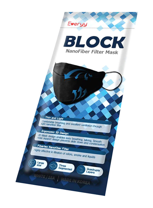 Everyy Block Nano Fiber Filter Mask, Black, 1 Piece