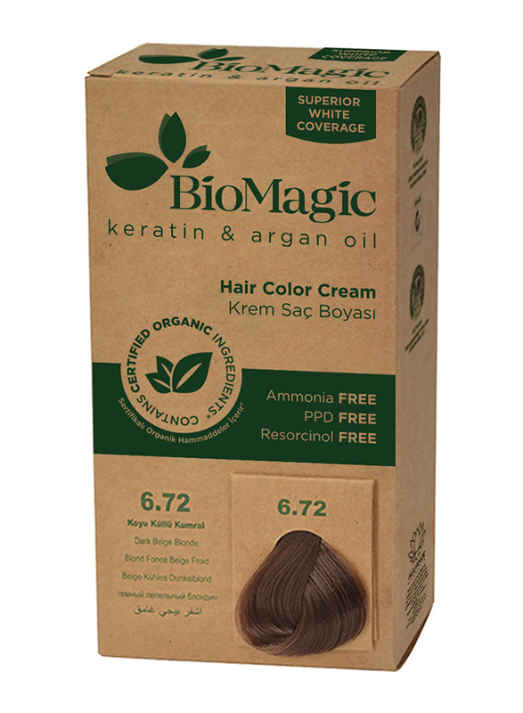Biomagic Keratin & Argan Oil Hair Color Cream, 6/72 Dark Beige Blonde