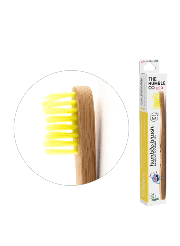 The Humble Co Humble Bamboo Toothbrush with Ultra-Soft Bristles for Kids, Yellow