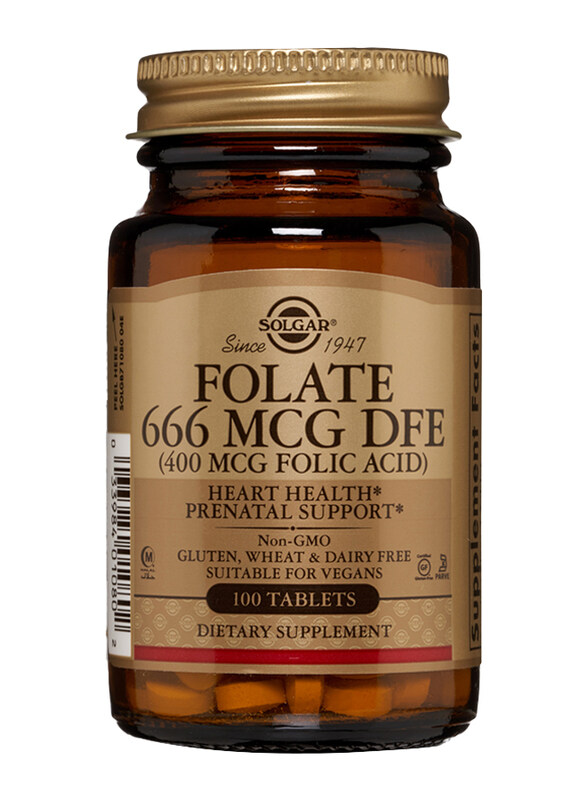 

Solgar Folate 666 MCG DFE (400 MCG Folic Acid) Dietary Supplement, 100 Tablets