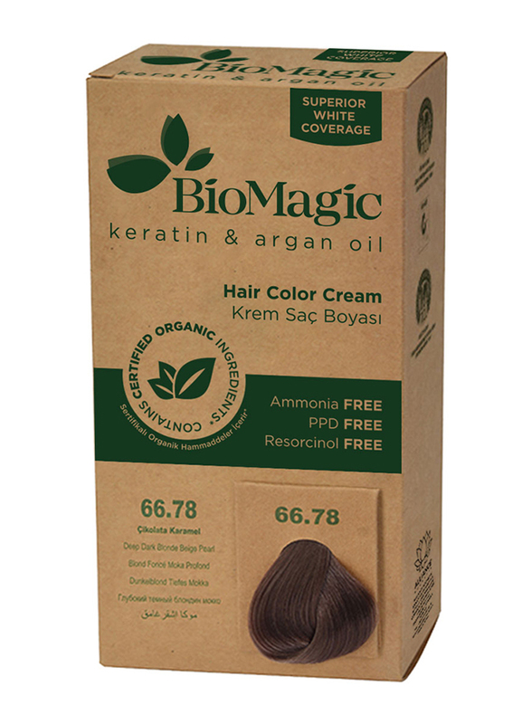 Biomagic Keratin & Argan Oil Hair Color Cream, 66/78 Deep Dark Blonde Beige Pearl
