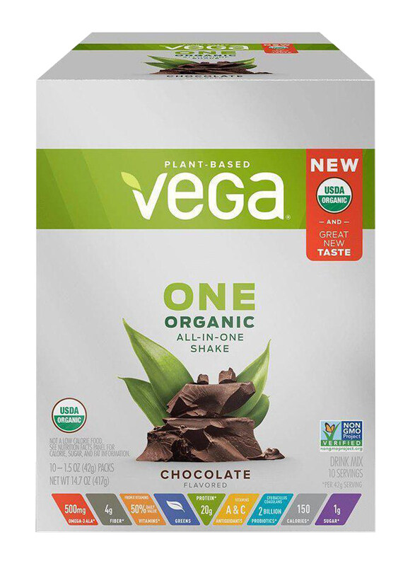 

Vega One Organic All-in-one Shake Protein Powder, 42g x 10 Servings, 417g, Chocolate