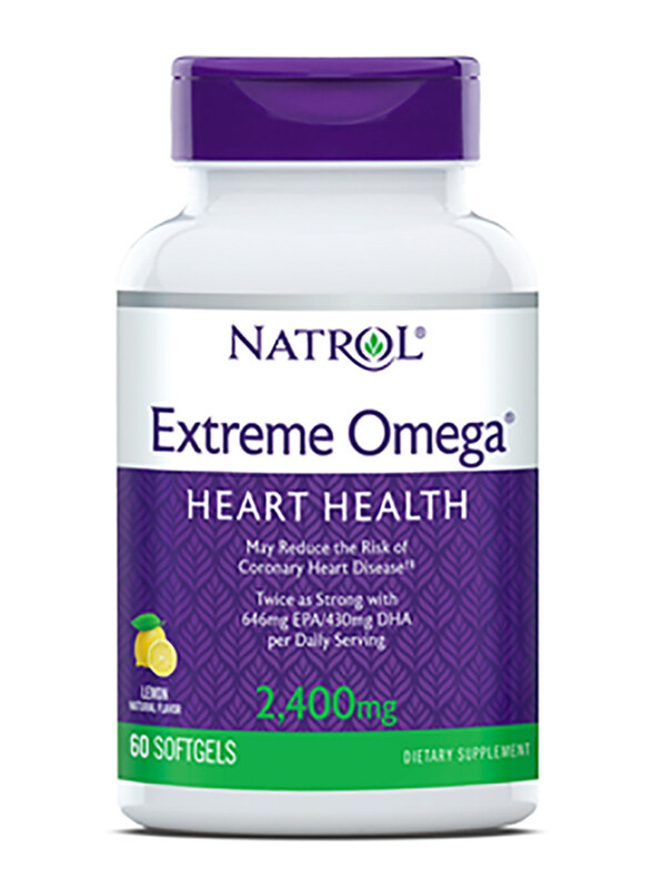 

Natrol Extreme Omega Heart Health Lemon Dietary Supplement, 2400 Mg, 60 Softgels