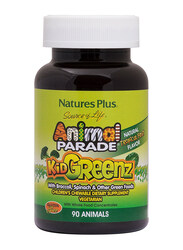 Natures Plus Animal Parade KidGreenz Children's Chewables Dietary Supplement, Tropical Fruit Flavor, 90 Tablets
