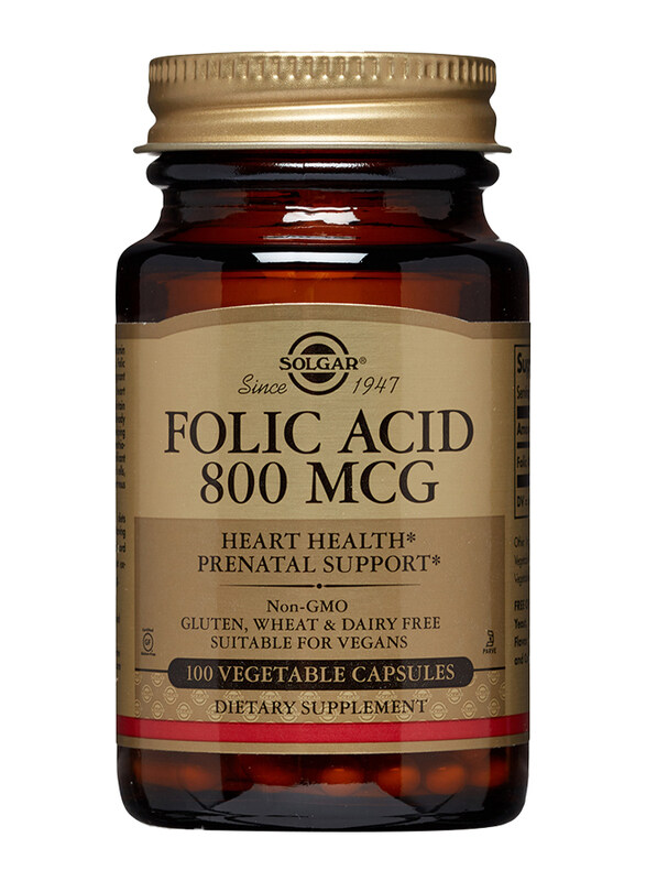 

Solgar Folic Acid Dietary Supplement, 800mcg, 100 Vegetable Capsules