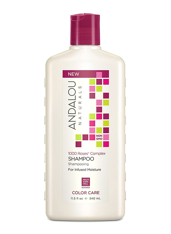 Andalou Naturals Color Care 1000 Roses Complex Shampoo for Damaged Hair, Infused Moisture, 340ml