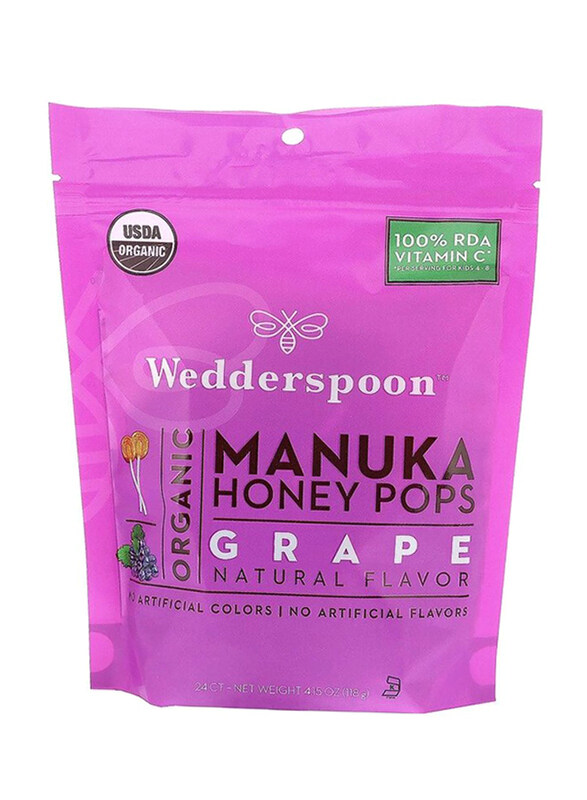 

Wedderspoon Organic Grape Manuka Honey Pops for Kids, 118g