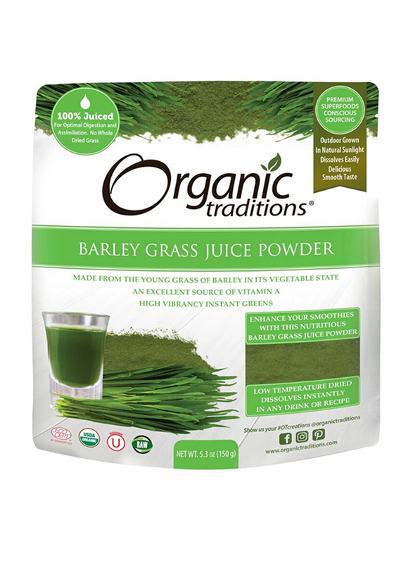 Organic Traditions Barley Grass Juice Powder, 150gm