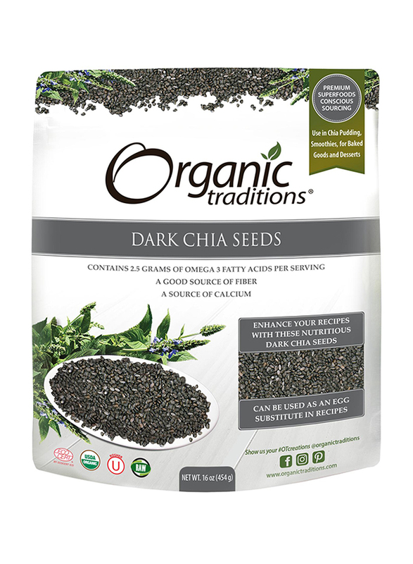 Organic Traditions Dark Chia Seeds, 454g