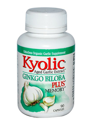 Kyolic Aged Garlic Extract Ginkgo Biloba Plus Memory Supplement, 200mg, 90 Capsules