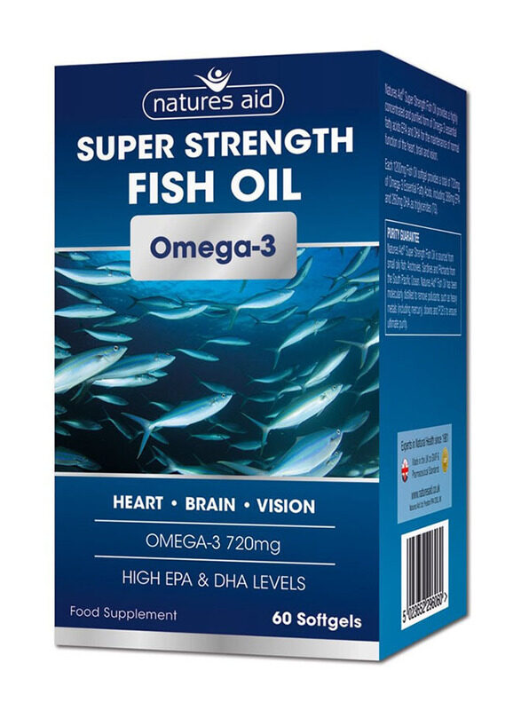 

Natures Aid Omega-3 Super Strength Fish Oil Food Supplement, 60 Softgels