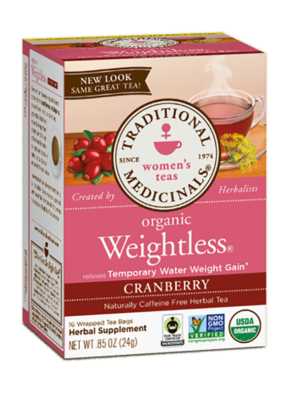 Traditional Medicinals Organic Weightless Cranberry Herbal Tea, 16 Tea Bags