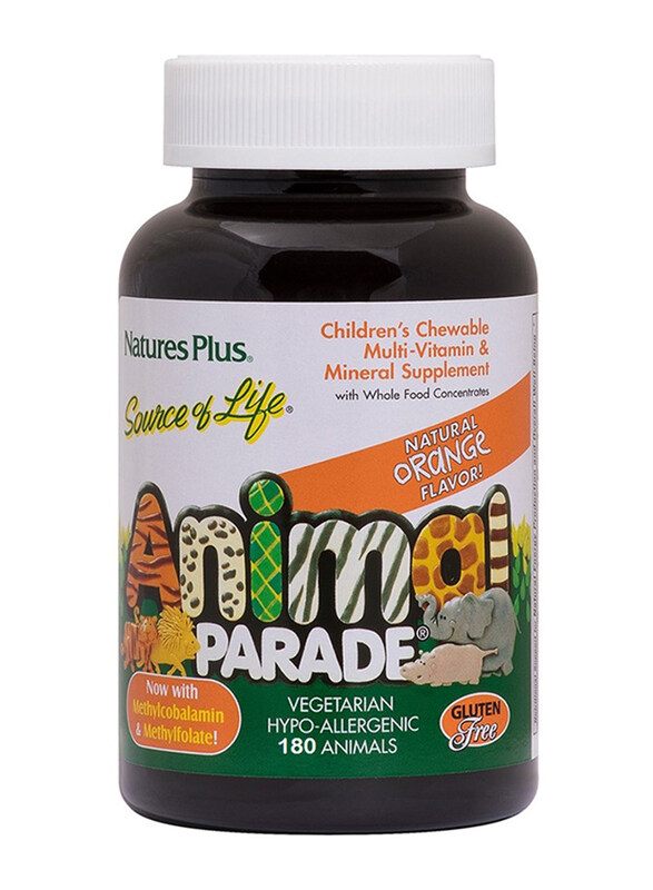 

Natures Plus Animal Parade Children's Chewable Multi-Vitamin & Mineral Supplement, Orange Flavor, 180 Tablets