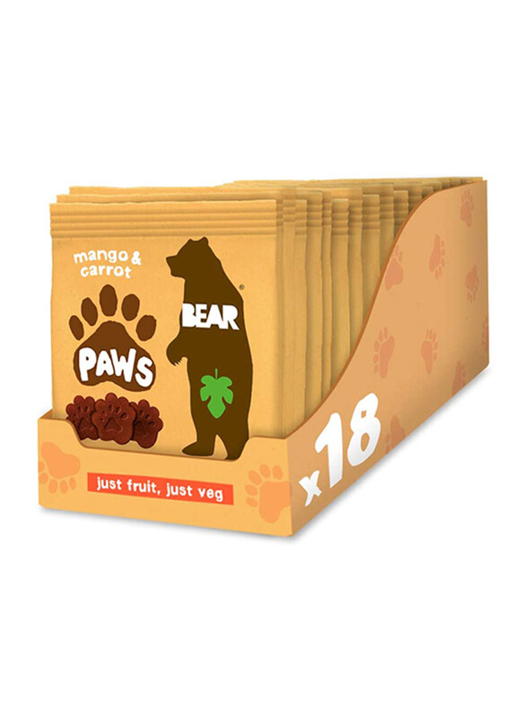 

Bear Mango & Carrot Paws for Baby & Kids Snack, 18 Pieces x 20g