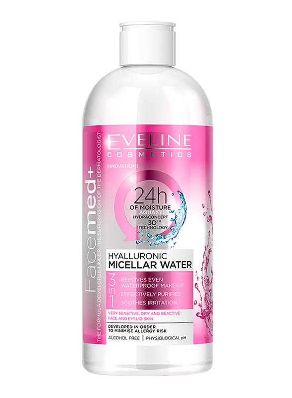 Eveline Hyalluronic Micellar Water 3 In 1 Makeup Remover, 400ml