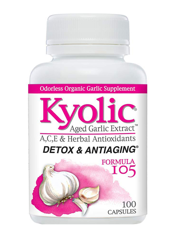 Kyolic Aged Garlic Extract Detox and Anti-Aging Formula 105 Supplements, 100 Capsules