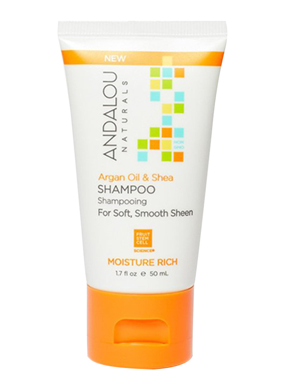Andalou Naturals Argan Oil and Shea Shampoo for All Hair Types, 50ml