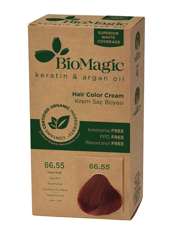 Biomagic Keratin & Argan Oil Hair Color Cream, 66/55 Deep Red