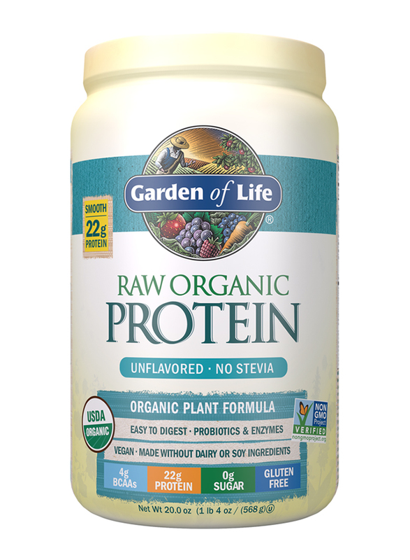 Garden of Life Raw Organic Protein Powder, 568gm, Unflavored - No Stevia