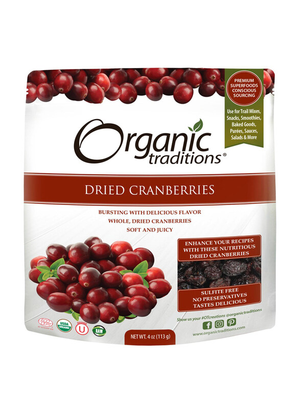 

Organic Traditions Dried Cranberries, 113g