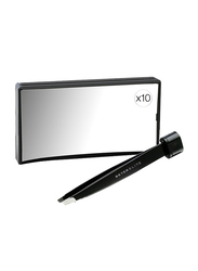 Beter Elite Rectangular Mirror x10 With Eyebrow Shaping Tweezers, Black