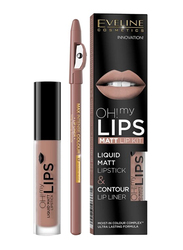 Eveline oh! My lips Matt Liquid Lipstick & Contour Lip Liner Kit, 966671, No. 01 Neutral Nude, Beige