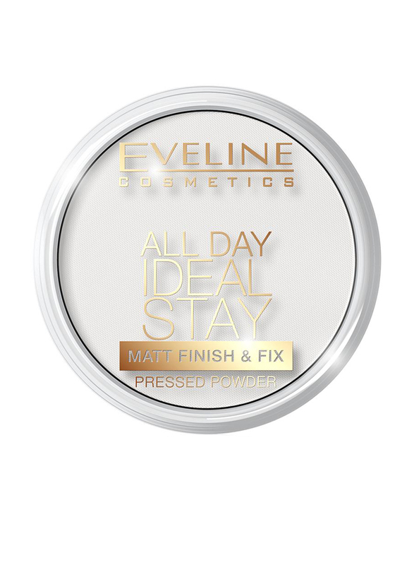 Eveline All Day Ideal Stay Matt Finish & Fix Pressed Powder, White