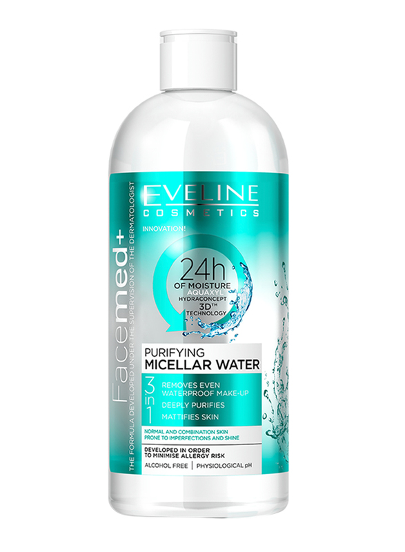 Eveline Purifying Micellar Water 3 In 1 Makeup Remover, 400ml