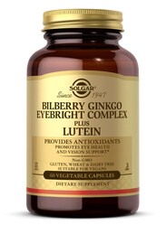 Solgar Bilberry Ginkgo Eyebright Complex Plus Lutein Dietary Supplement, 60 Vegetable Capsules