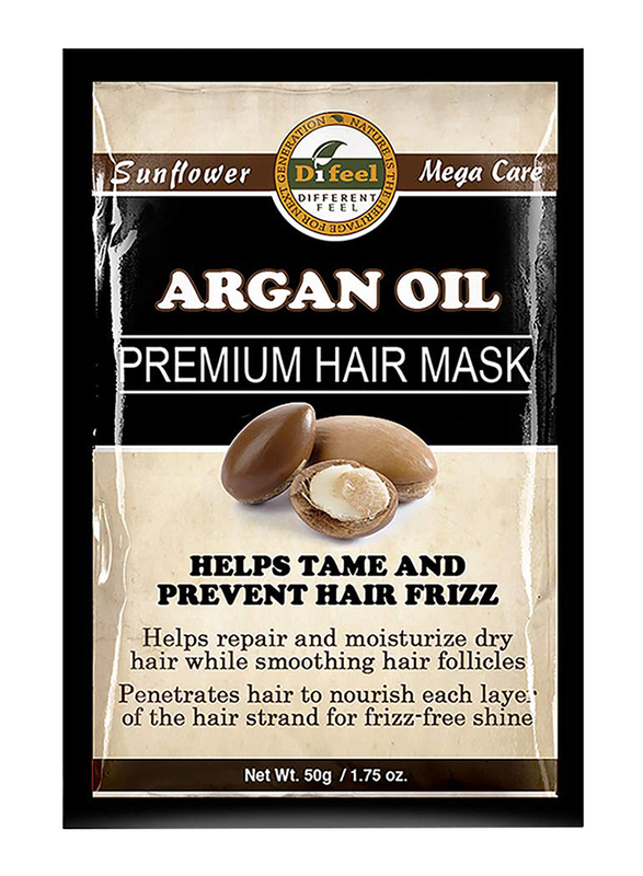Difeel Argan Oil Premium Deep Conditioning Hair Mask for All Hair Types, 50gm