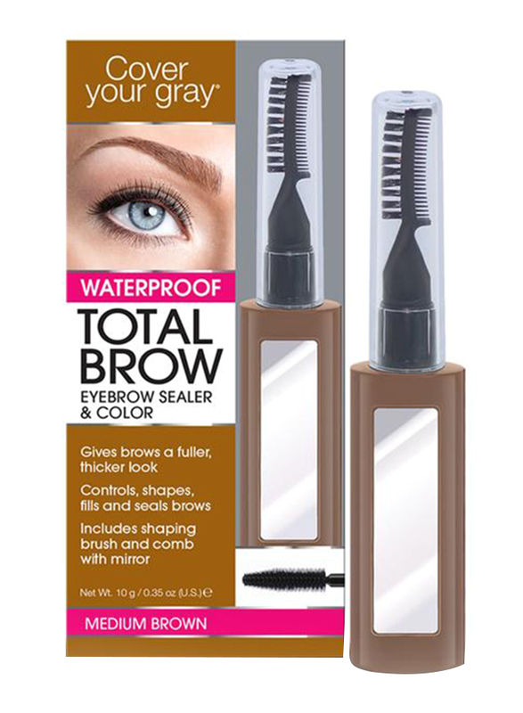 Cover Your Gray Total Brow Eyebrow Sealer & Color, 10gm, Medium Brown