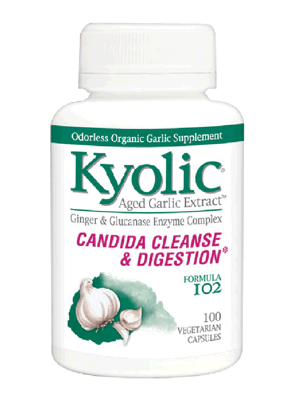 Kyolic Aged Garlic Extract Candida Cleanse and Digestion Formula 102 Supplement, 100 Vegetarian Capsules