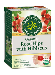 Traditional Medicinals Organic Rose Hips with Hibiscus Herbal Tea, 16 Tea Bags