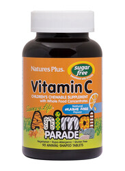 Natures Plus Animal Parade Sugar Free Vitamin C Children's Chewable Supplement, Orange Juice Flavor, 90 Tablets