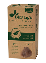 Biomagic Keratin & Argan Oil Hair Color Cream, 8/72 Light Beige Blonde