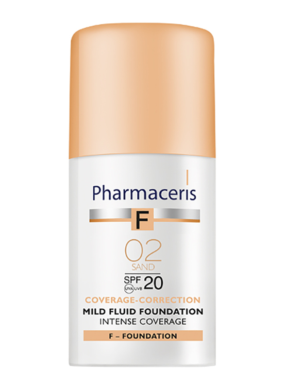 Pharmaceris SPF 20 Intense Coverage Mild Fluid Foundation, 30ml, 02 Sand, Beige