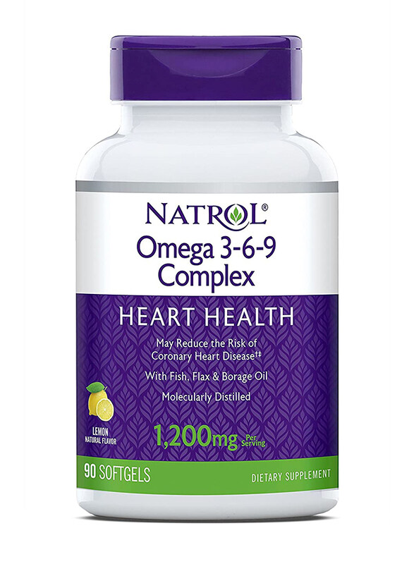 

Natrol Omega 3-6-9 Complex Heart Health Lemon Dietary Supplement, 1200mg, 90 Softgels