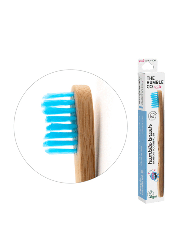 The Humble Co Humble Bamboo Toothbrush with Ultra-Soft Bristles for Kids, Blue