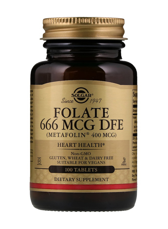 Solgar Folate 666 MCG DFE (Metafolin 400 MCG) Dietary Supplement, 100 Tablets