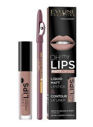 Eveline oh! My lips Matt Liquid Lipstick & Contour Lip Liner Kit, 969665, No. 08 Lovely Rose, Purple