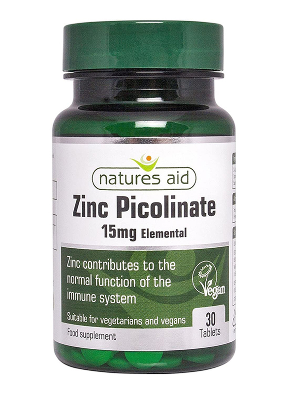 Natures Aid Zinc Picolinate Food Supplement, 15mg, 30 Tablets