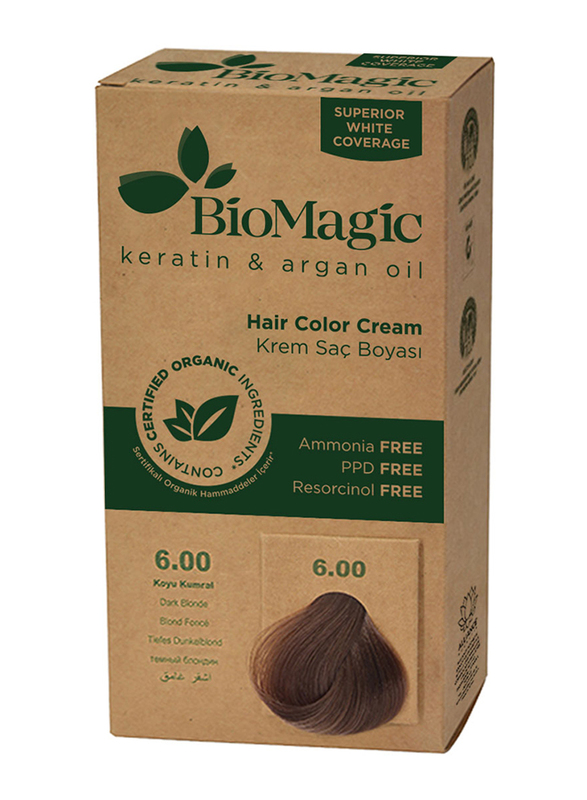 Biomagic Keratin & Argan Oil Hair Color Cream, 6/00 Dark Blonde