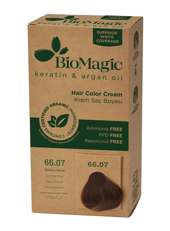 Biomagic Keratin & Argan Oil Hair Color Cream, 66/07 Chocolate Brown