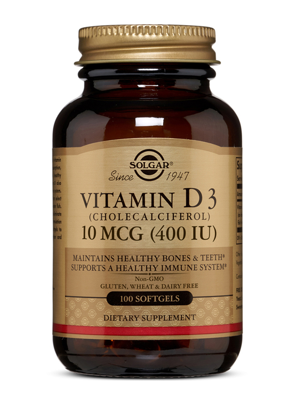 Solgar Vitamin D3 (Cholecalciferol) Dietary Supplement, 10mcg (400iu), 100 Softgels