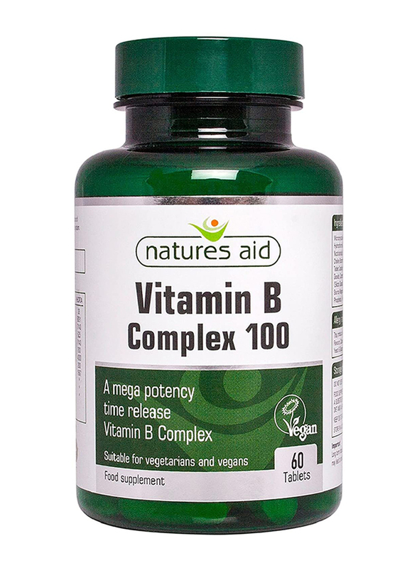 Natures Aid Vitamin B Complex 100 Time Release Food Supplement, 60 Tablets